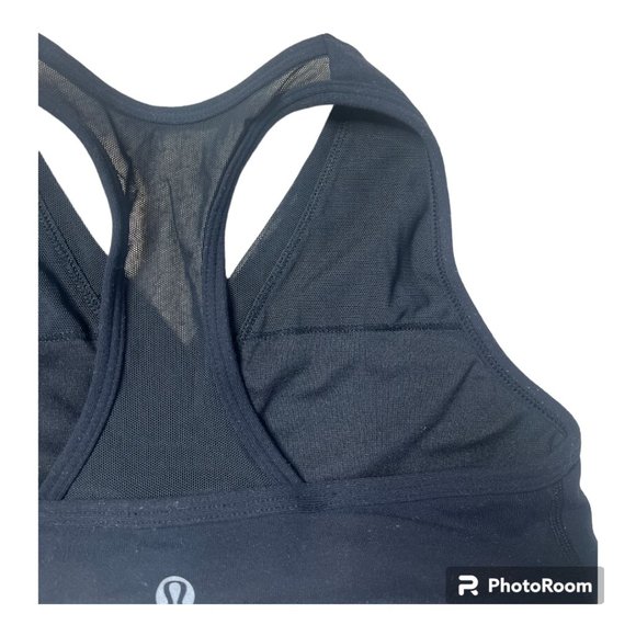EUC Lululemon black cross front sports bra, with mesh detail Size 6 - Picture 2 of 5